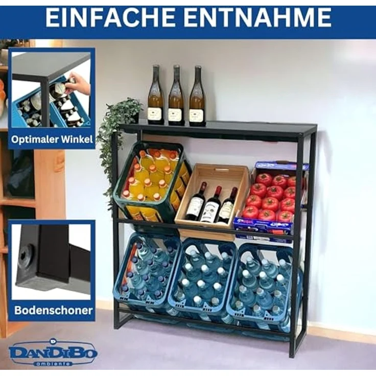 DanDiBo Getränkekistenregal 6 Kisten mit Ablage Metall Stabil 96435 100 cm Getränkekistenhalter Getränkekistenständer – Bild 3