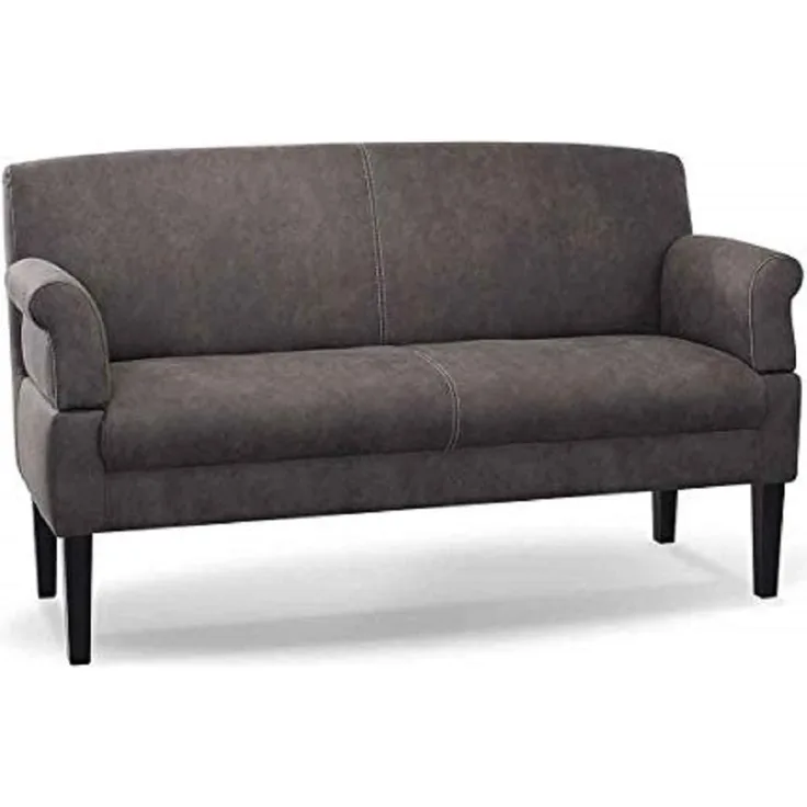 CAVADORE 3-Sitzer Küchensofa Malm, Sitzbank für Küche oder Esszimmer in Lederoptik, Inkl. Armteilverstellung, Federkern und moderner Kontrastnaht, 182 x 97 x 78, Mikrofaser: grau