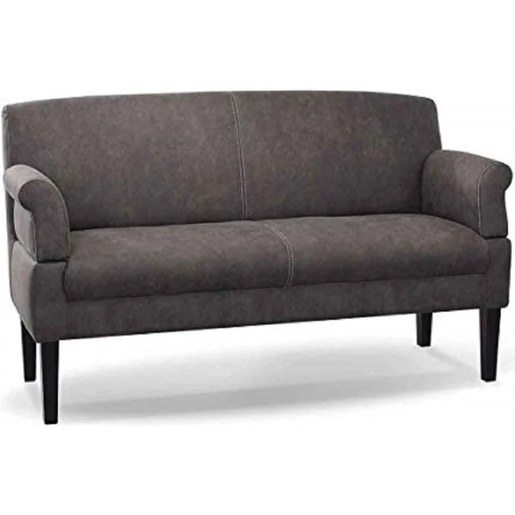 CAVADORE 3-Sitzer Küchensofa Malm, Sitzbank für Küche oder Esszimmer in Lederoptik, Inkl. Armteilverstellung, Federkern und moderner Kontrastnaht, 182 x 97 x 78, Mikrofaser: grau