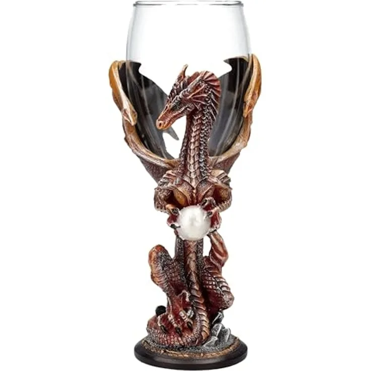 Figuren Shop GmbH Becher Glas Kelch Drache - Rock Blade - Fantasy Deko Weinkelch Weinbecher, Kunststein (Polyresin), Glas