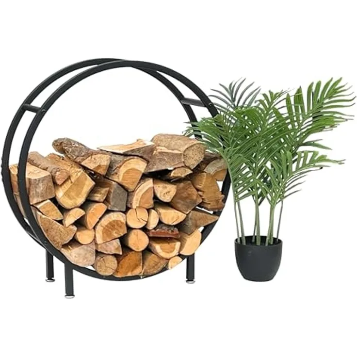 DanDiBo Kaminholzregal Innen Metall Schwarz Stehend Rund 60 cm Kaminholzständer 96468 Kaminholzhalter Brennholzregal Feuerholzregal