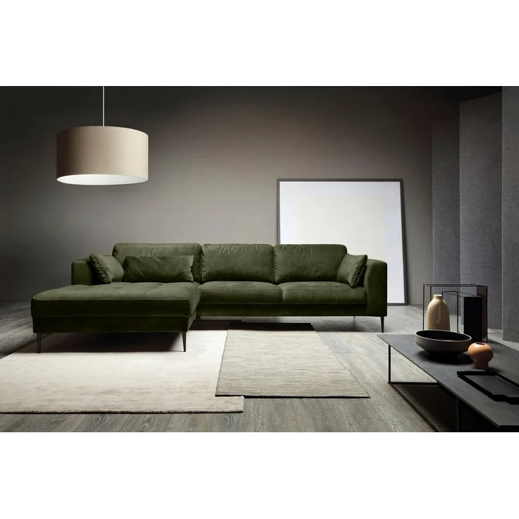 TRENDMANUFAKTUR Ecksofa Luzi, wahlweise mit Schlaffunktion und Bettkasten bestellbar, L-Form, Designsofa mit tollem Sitzkomfort, Metallfüße schwarz, Breite 280 cm – Bild 1