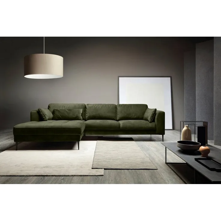TRENDMANUFAKTUR Ecksofa Luzi, wahlweise mit Schlaffunktion und Bettkasten bestellbar, L-Form, Designsofa mit tollem Sitzkomfort, Metallfüße schwarz, Breite 280 cm
