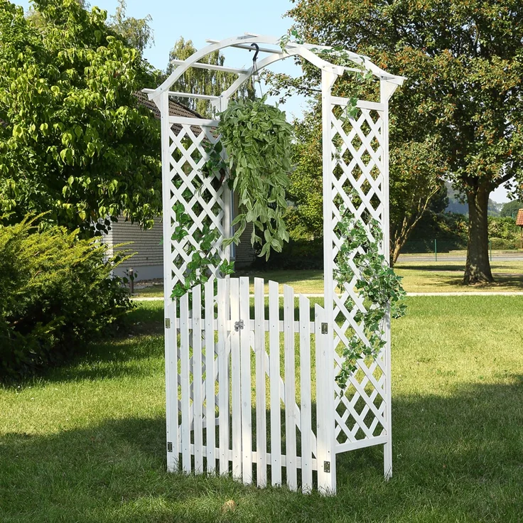 Spalier Pergola Rankhilfe Rosen Bogen Holz Torbogen Garten Tor Rank Gitter Tür – Bild 2