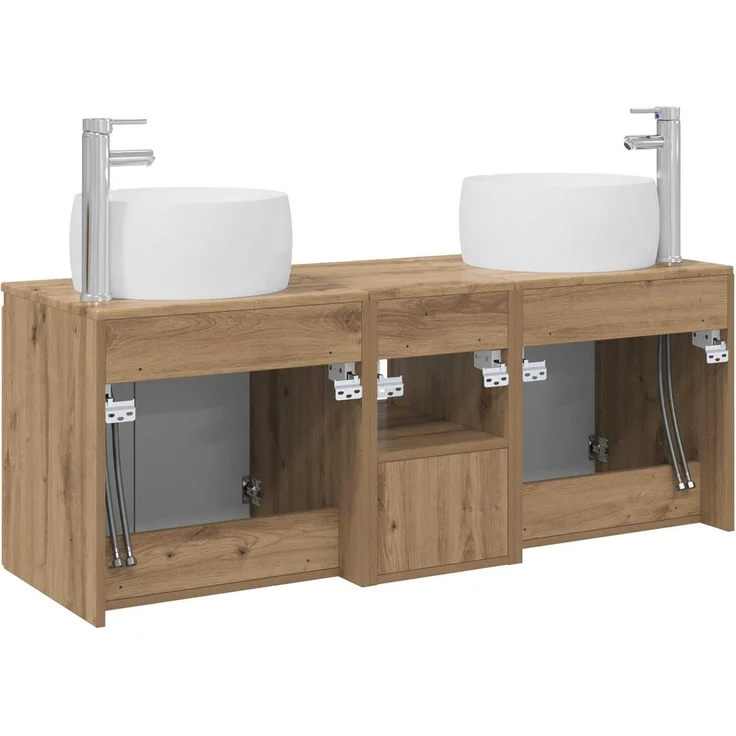 vidaXL Badezimmerschrank-Set 3 stk. Artisan-Eiche 129 x 44,5 x 80 cm 3405726 – Bild 8