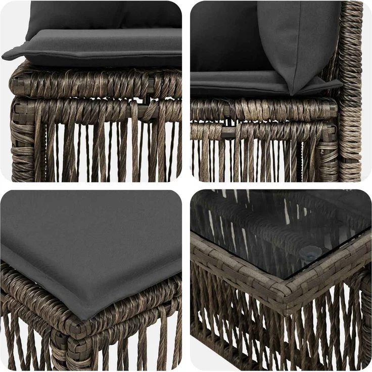 vidaXL Gartensofa-set 7 stk. Grau 100 x 55 x 73 cm Poly-Rattan 3436424 – Bild 7