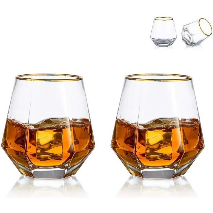 Diamond Whisky Glasses 2er-Set 300 Ml Whiskyglas Moderner Look Männer Frauen – Bild 1