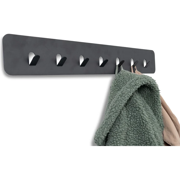 Garderobenleiste >Tilly 3< 7 Haken, anthrazit, Metall - 70x10x3cm (BxHxT) – Bild 3