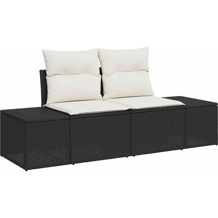 vidaXL Gartensofa mit Kissen Schwarz 184 x 62 x 69 cm Poly-Rattan 42006802 – Bild 2