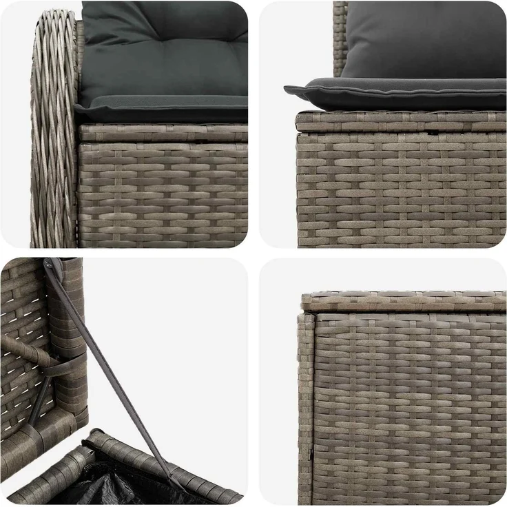 vidaXL Sofa Set 5 stk. Grau und Dunkelgrau Polyrattan und Stahl 3447778 – Bild 6