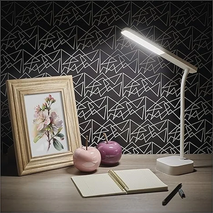 EMOS Akku-Schreibtischlampe LUCY, USB-aufladbar, 2W, 100lm, kabellos, biegsam, stufenlos dimmbar, weiß, Z7626 – Bild 1