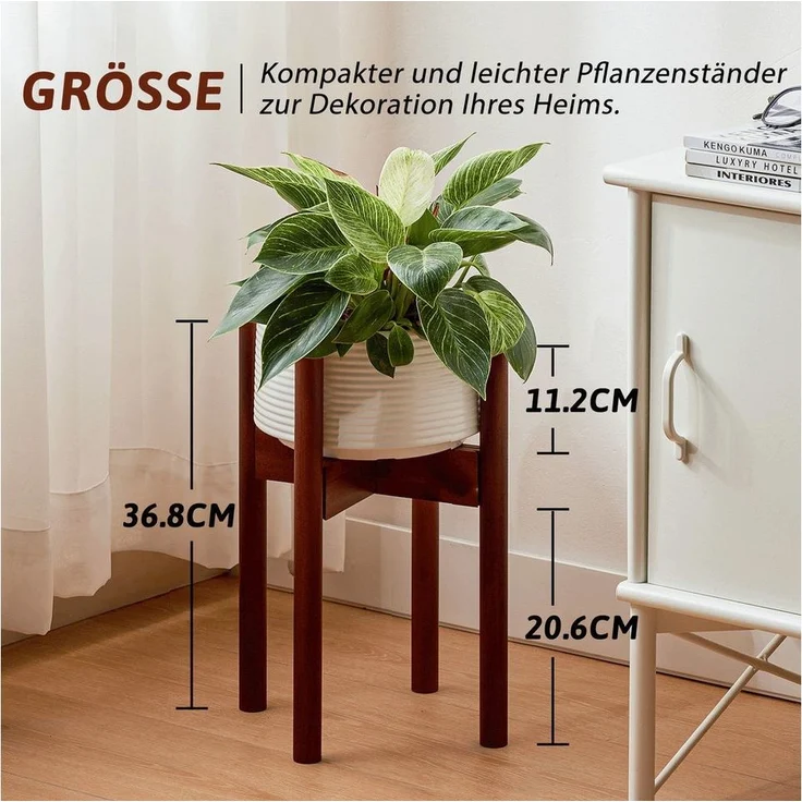 Bamworld Blumenständer Blumenhocker, Pflanzenhocker, Höhenverstellbar & Kippsicher (1 St), für verschiedene Blumentöpfe, höhe 37 cm – Bild 2