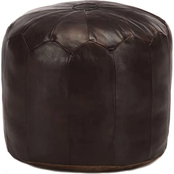 vidaXL Pouf Dunkelbraun 40 x 35 cm Echtes Ziegenleder 248130 – Bild 1
