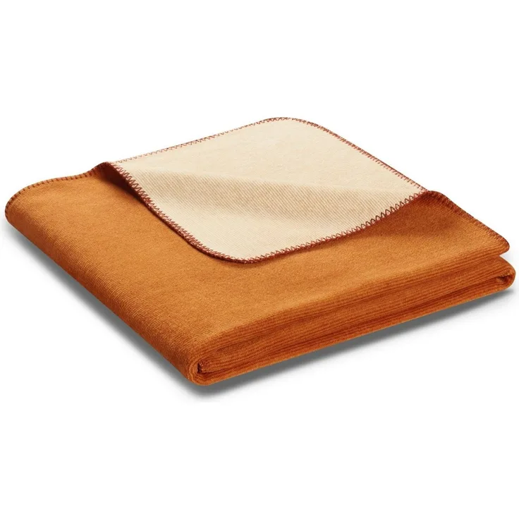 Biederlack 'Doubleface' Wohndecke mit geketteltem Zierstich, orange / beige, 150 x 200 cm