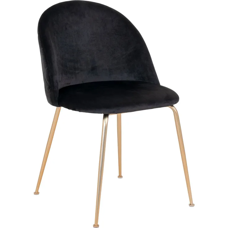 House Nordic Esszimmerstuhl aus Samt, schwarz mit Beinen in Messingoptik, HN1207 - 2er set