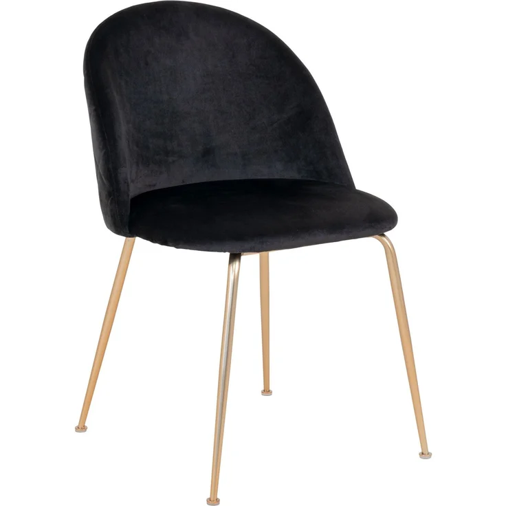 House Nordic Esszimmerstuhl aus Samt, schwarz mit Beinen in Messingoptik, HN1207 - 2er set – Bild 1