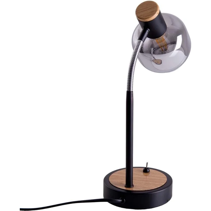näve Tischleuchte Fumoso, Ein-/Ausschalter, Leuchtmittel wechselbar, ohne Leuchtmittel, Tischleuchte >>Fumoso<<,excl. 1xE14 max. 40W,schwarz/natur,Smoking Glass – Bild 3