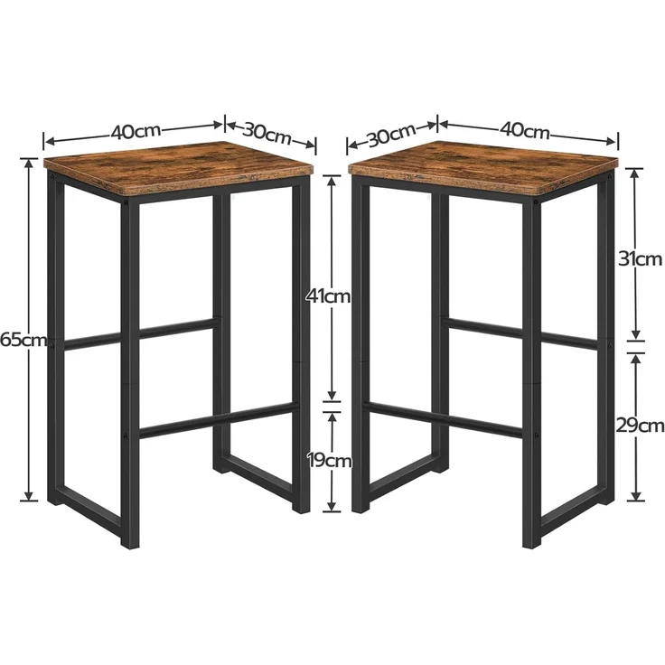 HOOBRO Barhocker, 2er-Set Barstühle, Barhocker mit unterschiedlich hohen Steigbügeln, Metallgestell, weiche Kanten, für Küche, Esszimmer, Wohnzimmer EBF34BY01G1 – Bild 3