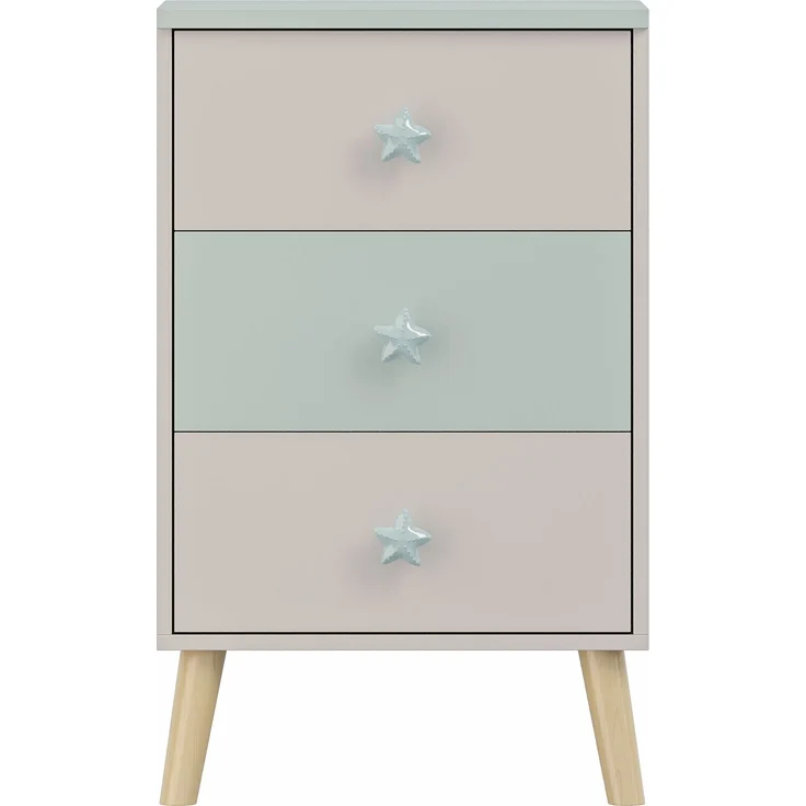 Kinderkommode Sandnes mit 3 Schubladen 62x38x30 cm Weiß/Mintgrün [en. casa] – Bild 5