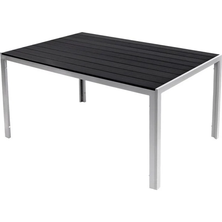 Alu Nonwood Gartentisch Esstisch Outdoortisch Silber/Schwarz 150x90cm