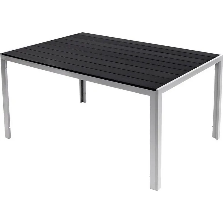 Alu Nonwood Gartentisch Esstisch Outdoortisch Silber/Schwarz 150x90cm