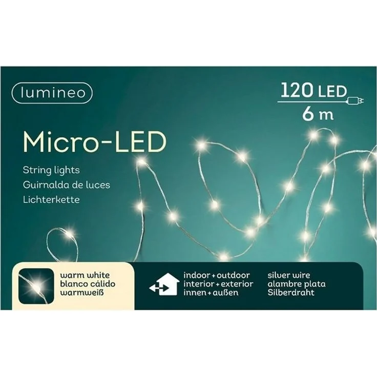 Kaemingk LED-Lichterkette Micro LED Strangbeleuchtung Outdoor L. 595cm 120L silber/warmes weiss – Bild 2