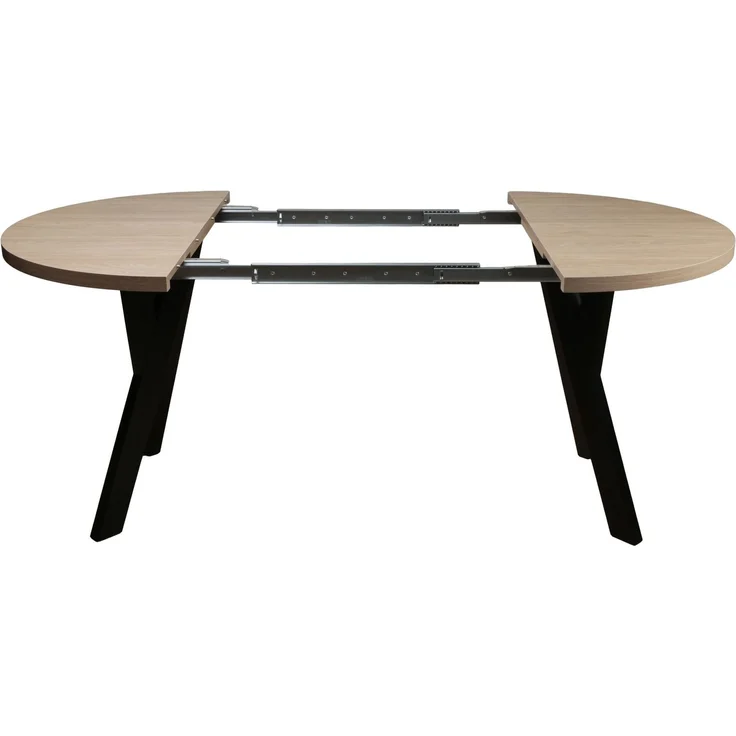 Selsey 'Osenness' Esstisch ausziehbar, Eiche-Optik/Schwarz, ca. 75 x 100–180 x 100 cm – Bild 3
