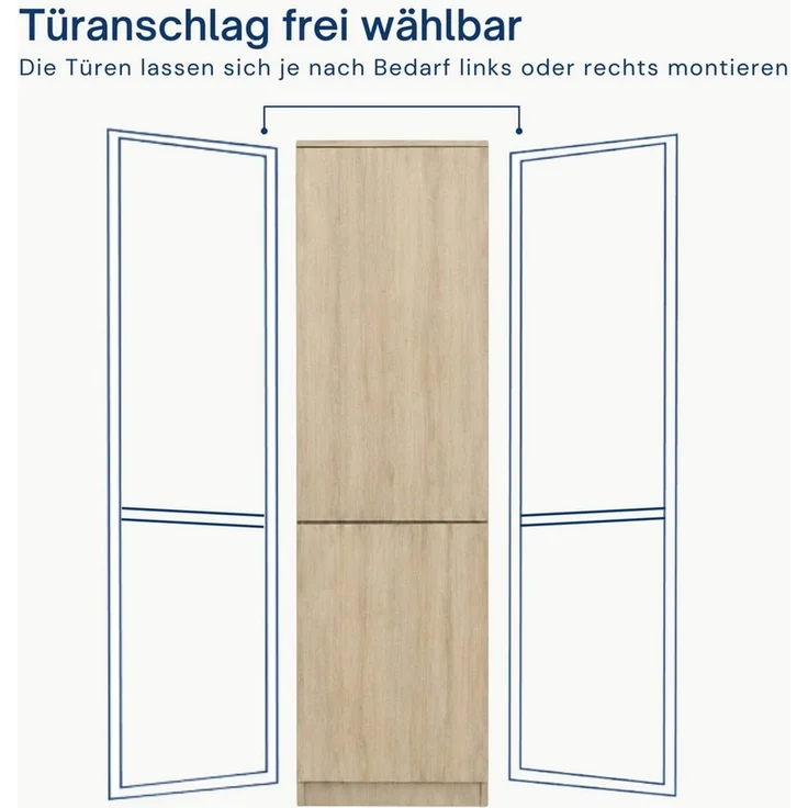 Home Collective Kleiderschrank Garderobenschrank Mehrzweckschrank Schrank platzsparend & vielseitig (50x40x180,5 cm (BxTxH), ideal für Schlafzimmer Flur & Arbeitszimmer) mit 2 Türig & 5 Einlegeböden in sonoma – Bild 2