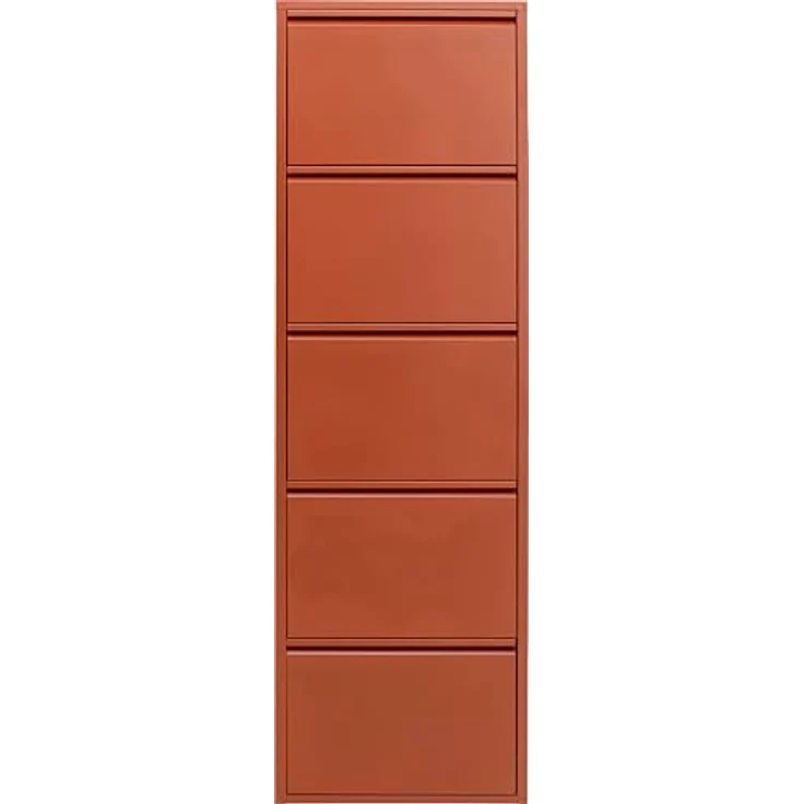 Kare Design Schuhschrank Caruso, Braun, Metall, mit 5 Klappen, Schuhablage für 6 Paar Schuhe, schmal, platzsparend, hoch, Schuhregal, Eingangsbereich, 173 x 50 x 15 cm – Bild 2