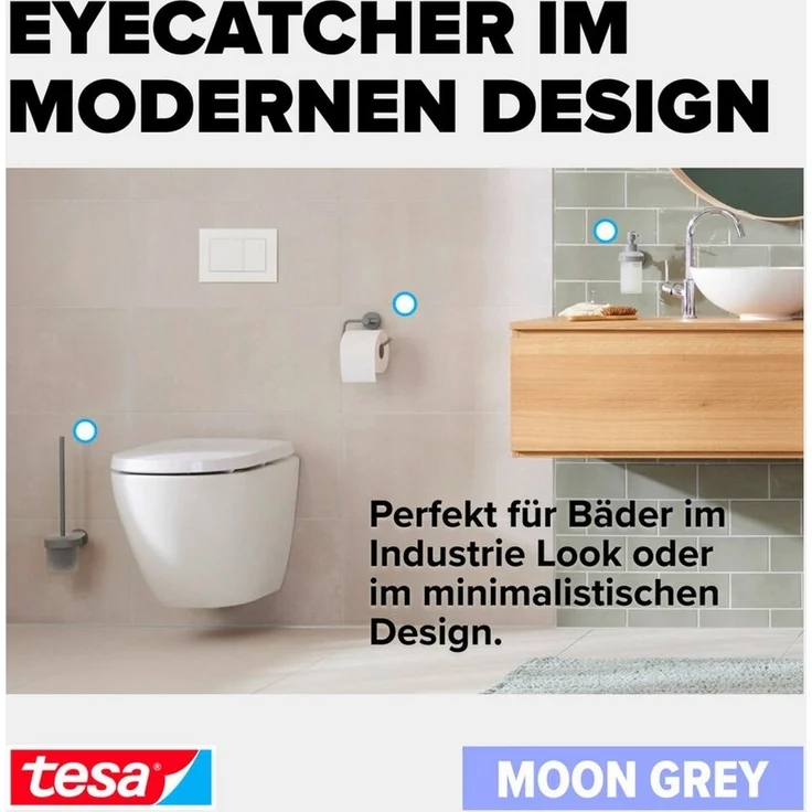 Tesa Ablagekorb Moon Grey viereckig inkl. Klebelösung – Bild 2