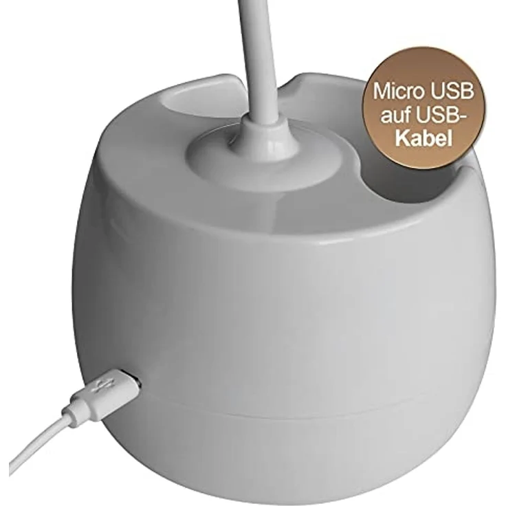 EAXUS LED Schreibtischlampe Touch USB Tischleuchte mit Stiftehalter und Handyhalter, 3 Helligkeitsstufen, flexibel verstellbar, LED fest integriert, kaltweiß, Stromversorgung über USB oder 3x AA-Batterien – Bild 5