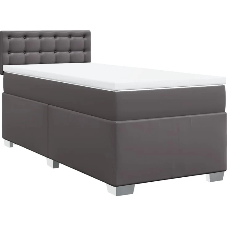 vidaXL Boxspringbett mit Matratze Grau 100x200 cm Kunstleder 3288410 – Bild 3