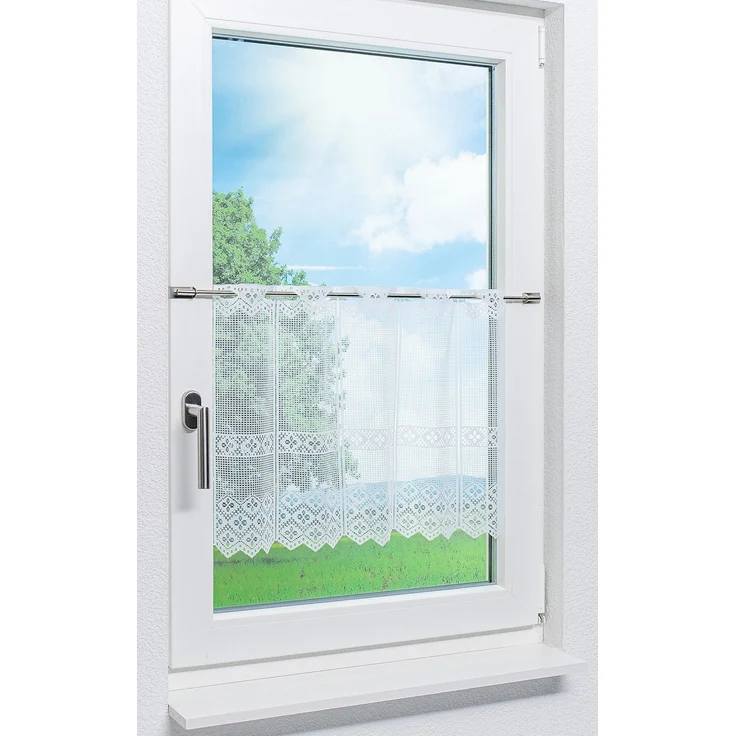 Scheibengardine Lysel - Kleeblatt Design (Bx H) 67,5cm * 45cm Weiß/reinweiß – Bild 2