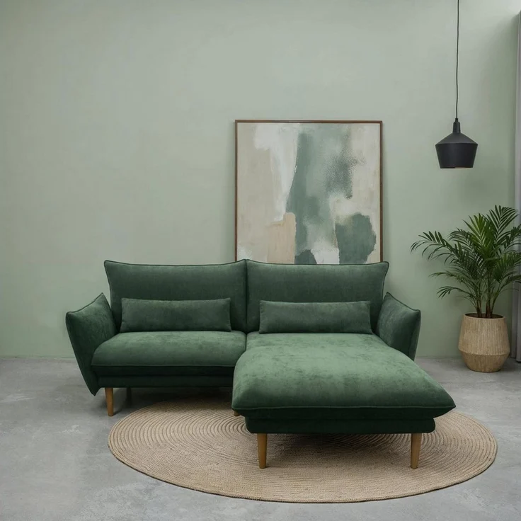 DOMO collection Ecksofa Leuven kompakte Stellmaße, Breite 200 cm, schmale Armlehnen, L-Form, angenehm feste Polsterung, bodenfrei, 19 cm hohe Holzfüße – Bild 5