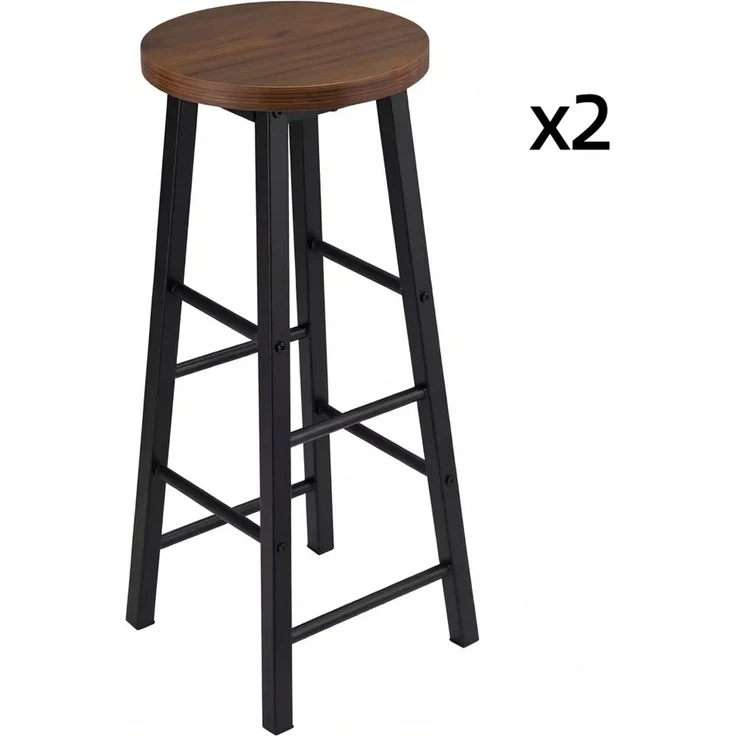 Frühstück Hocker,Tisch Hocker,Bistro Stil Hochstuhl,Satz von 2 Bar Hocker,Küche Hocker,Bar Stuhl mit Fußlehne(Nur 2Pcs Stühle)--Braun--30x30x71cm--YOUDENOVA – Bild 6