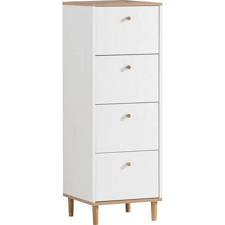 Schildmeyer Hilda Kommode, Holzwerkstoff, weiß matt/artisaneiche Dekor, 40 x 40 x 116,7 cm