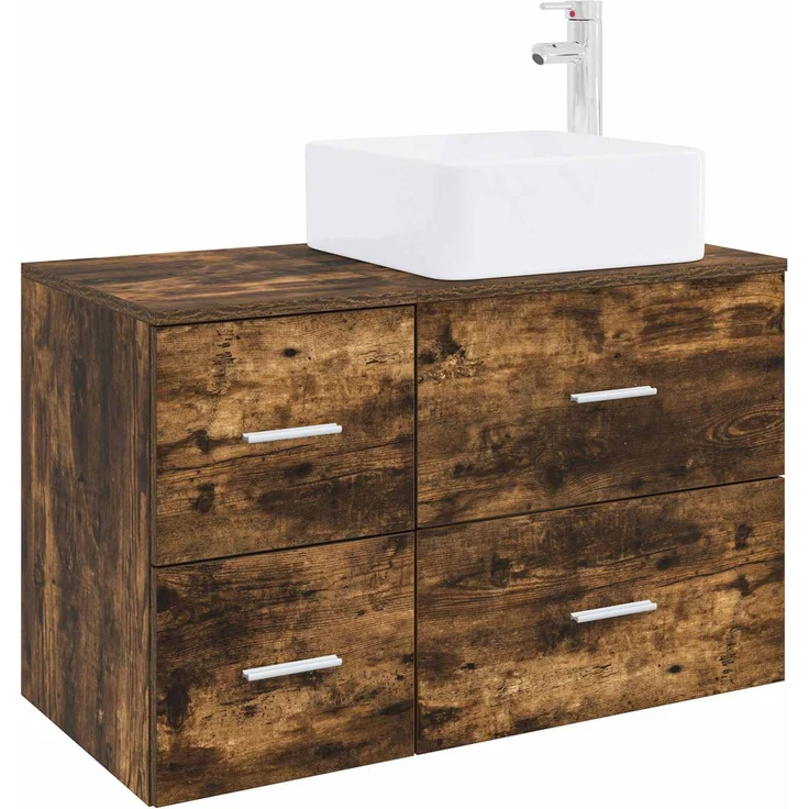 vidaXL Badezimmerschrank-Set 2 stk. Geräucherte Eiche 3403964 – Bild 2