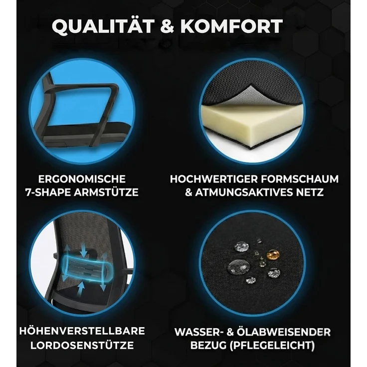 VALKENSTOL K1 - Besucherstuhl Freischwinger Schwarz mit Armlehne - Konferenzstuhl - Bürostuhl ohne Rollen - 1er Pack – Bild 4