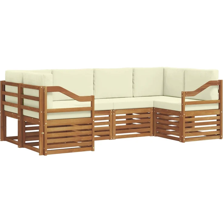 vidaXL Outdoor-Sofagarnitur 6 stk. 6-Sitzer Natur und Creme 3375385 – Bild 2