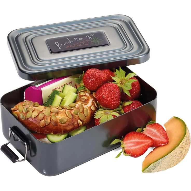 TROIKA Lunchbox FOOD TO GO mit Bügelverschluss – robuste Brotdose aus Aluminium, für Alltag, Schule und Büro, nostalgische Lunch-Box, rostfrei – Bild 3