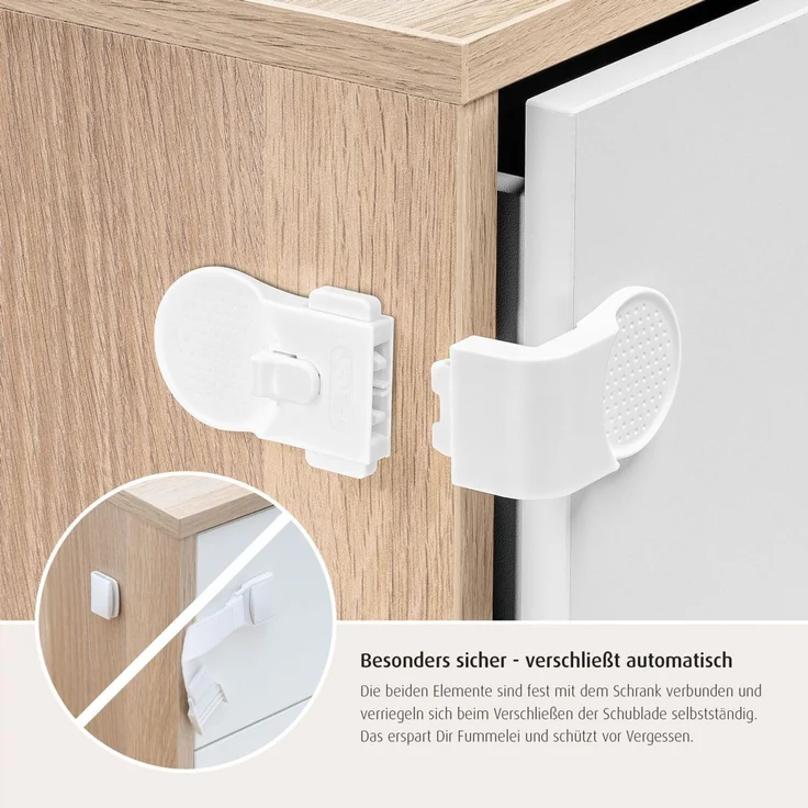 reer Vorteilspack Schrank- und Schubladensicherung, 3er Set, Klemmschutz, Kinder Sicherung, Weiß, 71080 – Bild 7