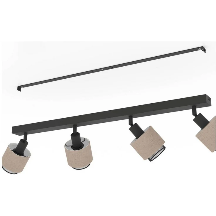 EGLO Deckenleuchte Rosley Deckenstrahler, Textil und Metall, schwenkbare Spots, E14, ohne Leuchtmittel, Spot - L75 x B9 x H18,5 cm - schwarz - 4X40W exkl. – Bild 3