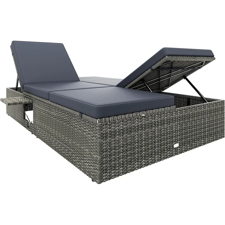 CASARIA® Sonnenliege 2 Personen Klapptisch Grau Anthrazit – Bild 8