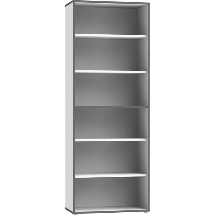 FORTE Keflavik Regal, Holzwerkstoff, Weiß/Grau/Braun, 84,5 x 226,5 x 41,5 cm