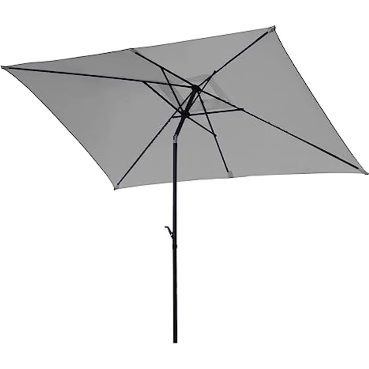 Svita Sonnenschirm, rechteckig 200x300 cm, hellgrau, mit Kurbelmechanismus und höhenverstellbar, idealer Sonnen- & Sichtschutz