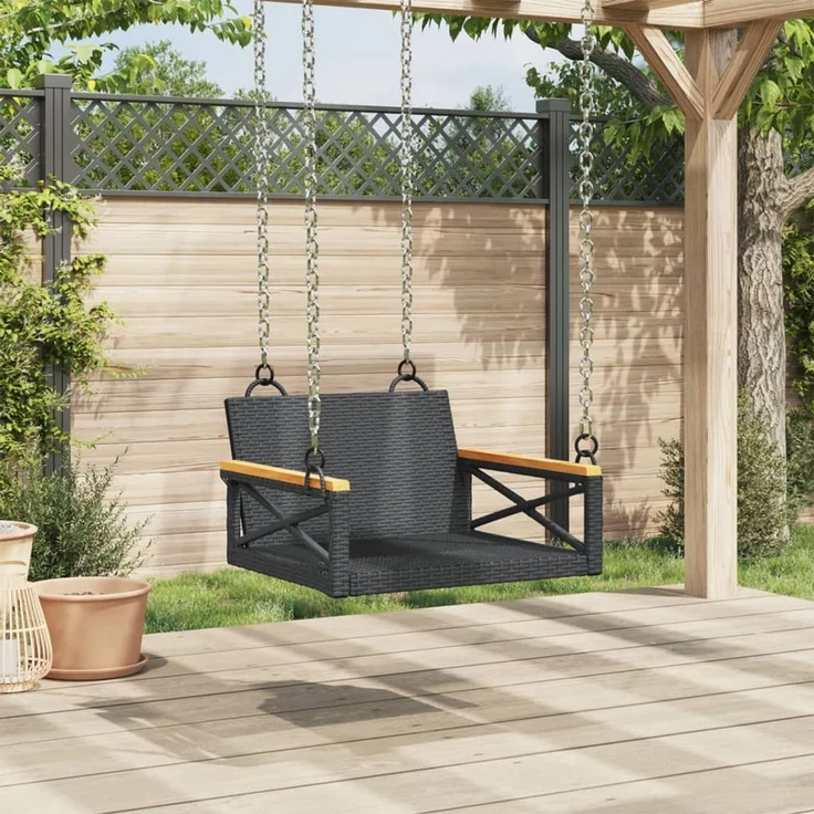 vidaXL Hängesessel Schwarz 63x62x40 cm Poly Rattan 368170 – Bild 3