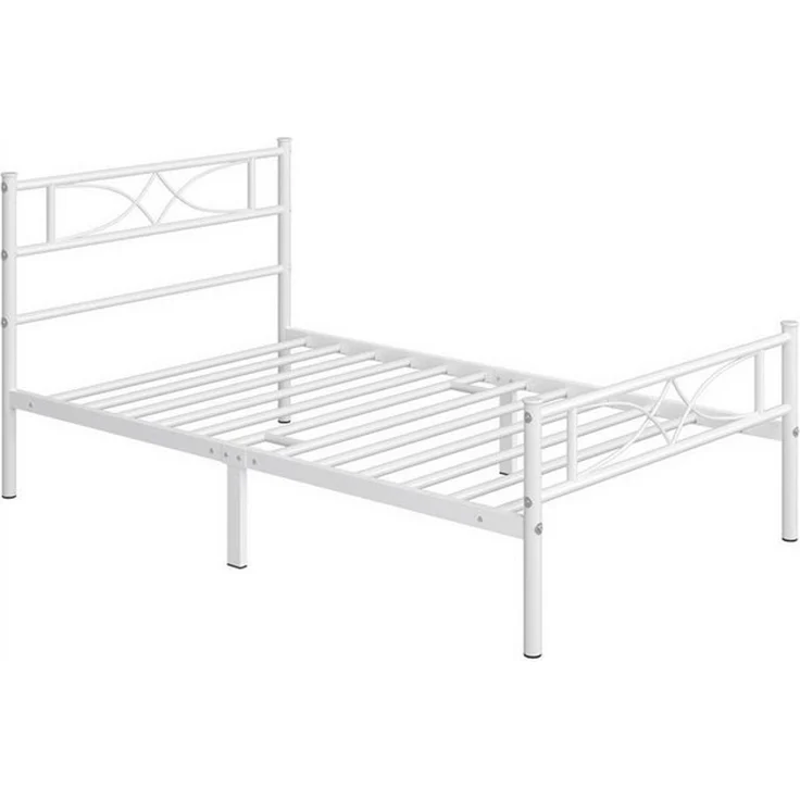 Yaheetech Metallbett Bettgestell, Bettrahmen mit Kopfteil Gästebett mit Lattenrost für Schlafzimmer, Metall Weiß, 90 x 200 cm – Bild 4