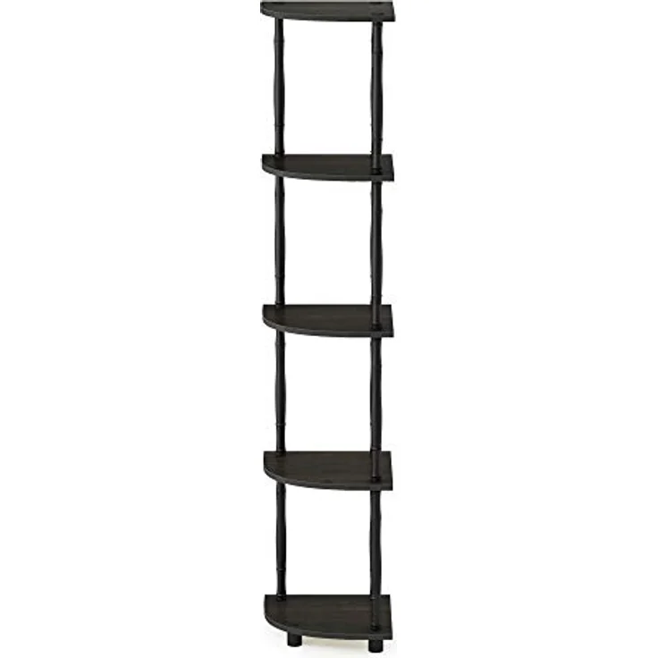 Furinno Eck-Mehrzweckregal mit 4 Fächern, holz, Espresso/Schwarz, 29. 46x29. 46x146. 56 cm – Bild 5