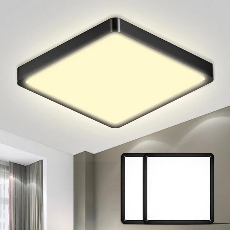 LQWELL Deckenleuchte LED Deckenlampe,Badlampe Quadrat Flach 2 Stück, LED fest integriert, 18W 1600LM Modern Schlicht Lampe Dünn, 220 * 24mm, für Wohnzimmer Badezimmer Schlafzimmer Küche Flur Keller Büro – Bild 5