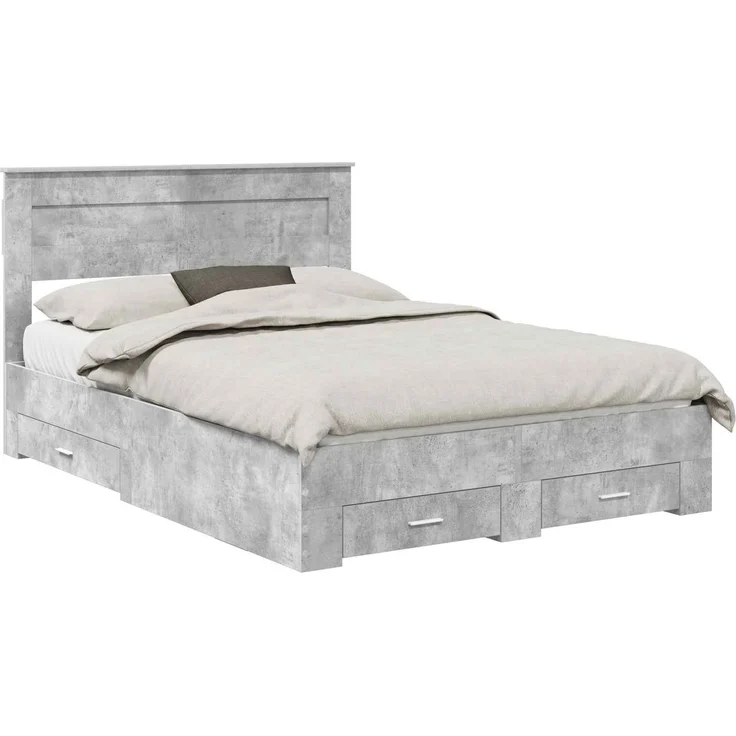 vidaXL Bettrahmen mit Kopfteil Beton Grau 160 x 200 cm Holzwerkstoff 3409969 – Bild 1